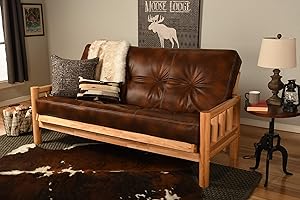 KODIAK FURNITURE Kodiak Futons Lodge Futon in Natural Finish, Oregon Trail Saddle