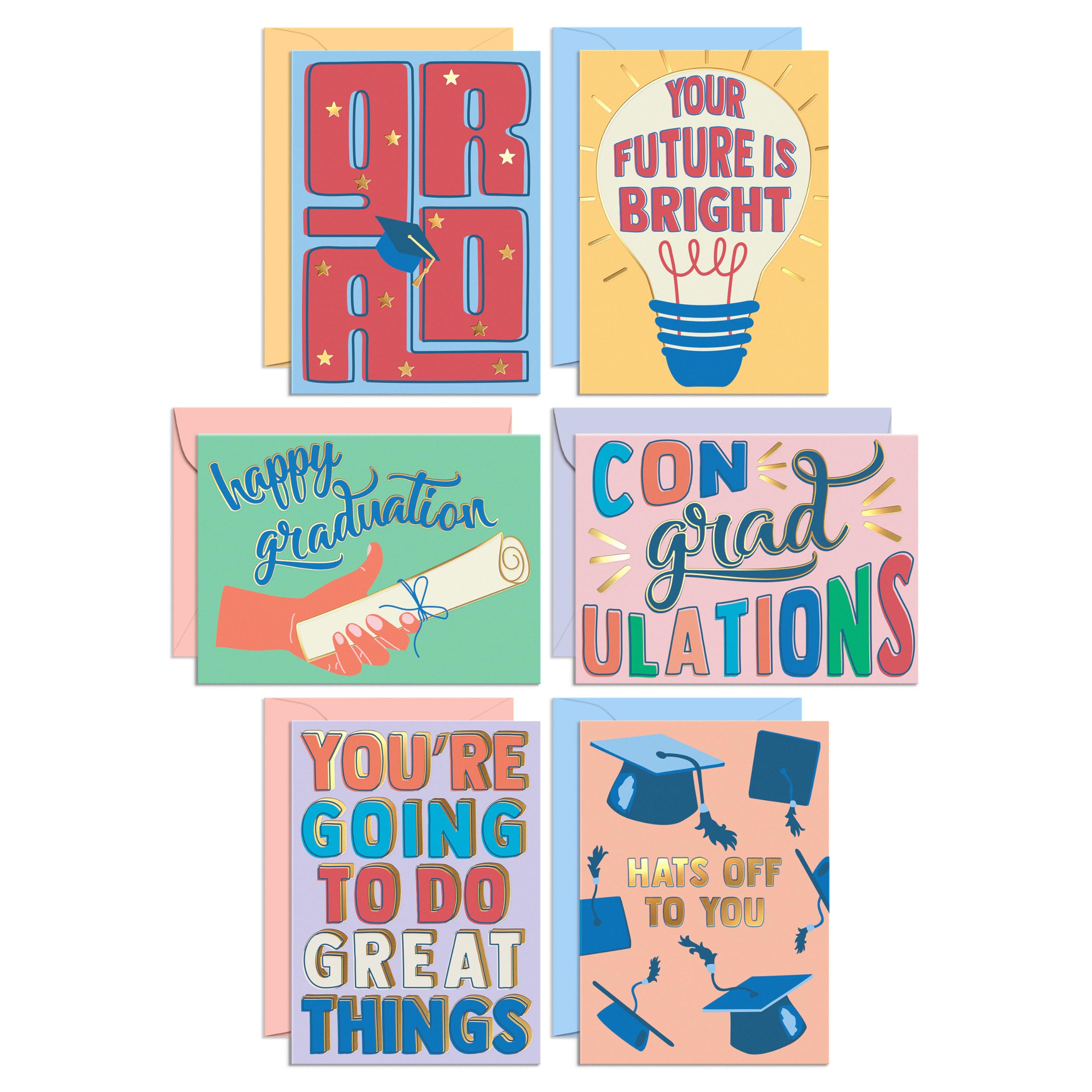 Photo 1 of S&O Set of 24 Assorted Graduation Cards with Envelopes 2025 - Fun Congratulations Card for School, College Graduate, Masters & PHD - Congrats Grad College Graduation Card for Daughter & Son, 4x5.5"
