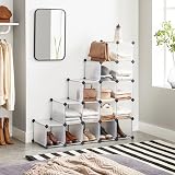 SONGMICS 15-Cube Storage Unit DIY Shelving Shoe Rack White LPC445W02 view 2