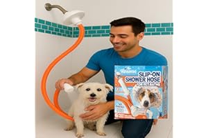 Rinseroo Dog Shower Attachment Hose – Slip-On Pet Sprayer with 6ft Hose – No Tools Handheld Dog Bathing & Grooming Shower Head for Easy Pet Baths, Seniors & RV Use