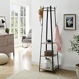 VASAGLE LCR080B02 Coat Rack with 3 Tier Shelf Industrial Greige Black view 7