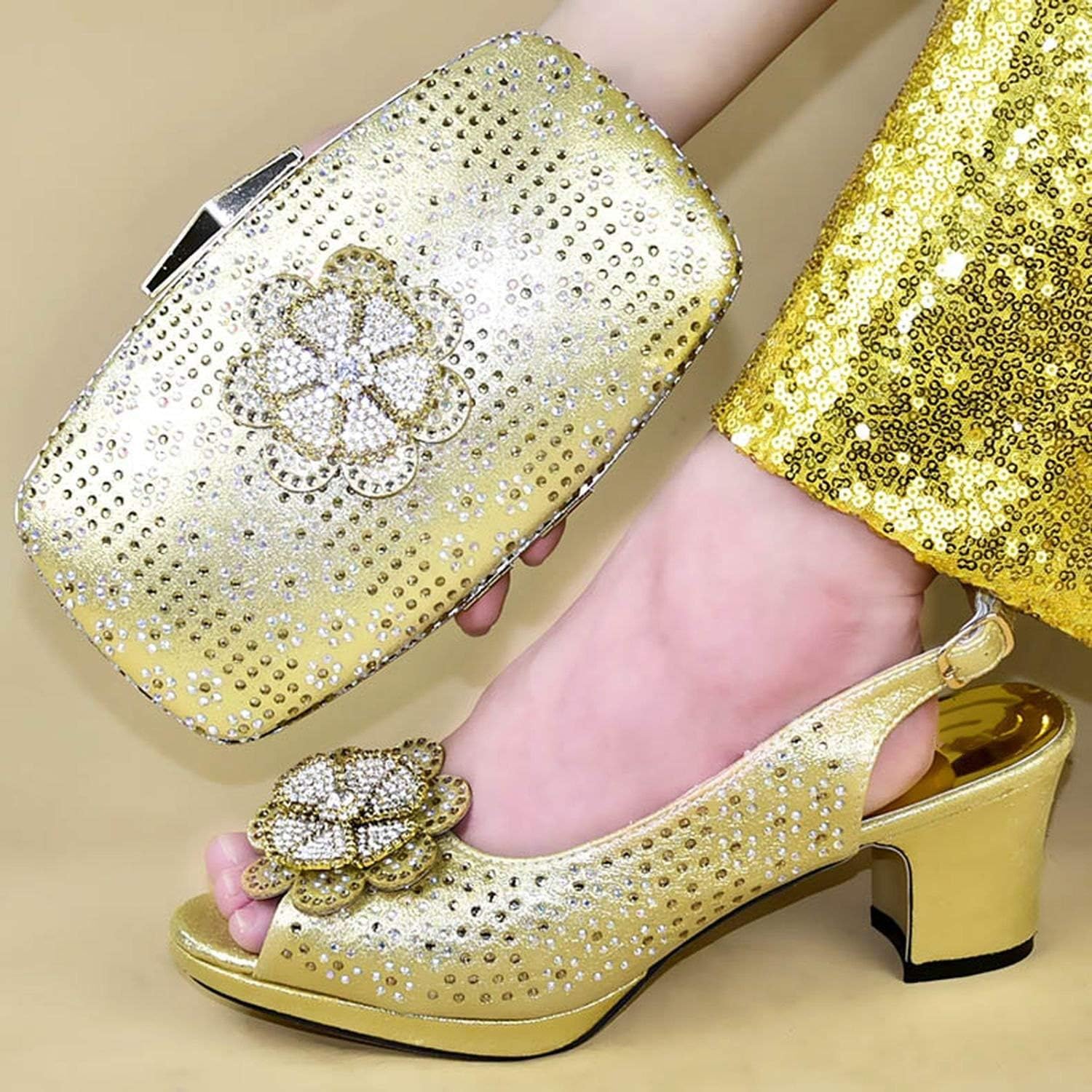 orange sandals and matching bag