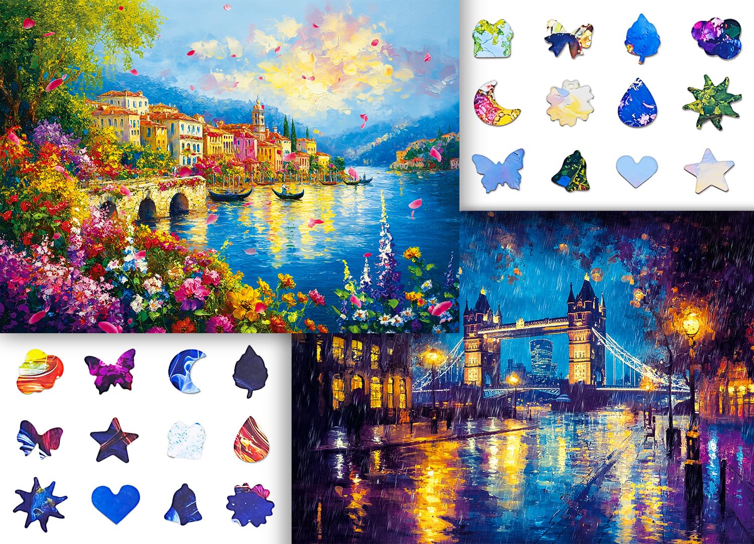 Pixlora Puzzles for Adults 1000 Pieces, 2 Pack Unique Jigsaw Puzzle for Adults, Garden Town and Darkness Theme, Idea Family Games, Challenging Puzzles for Game Night