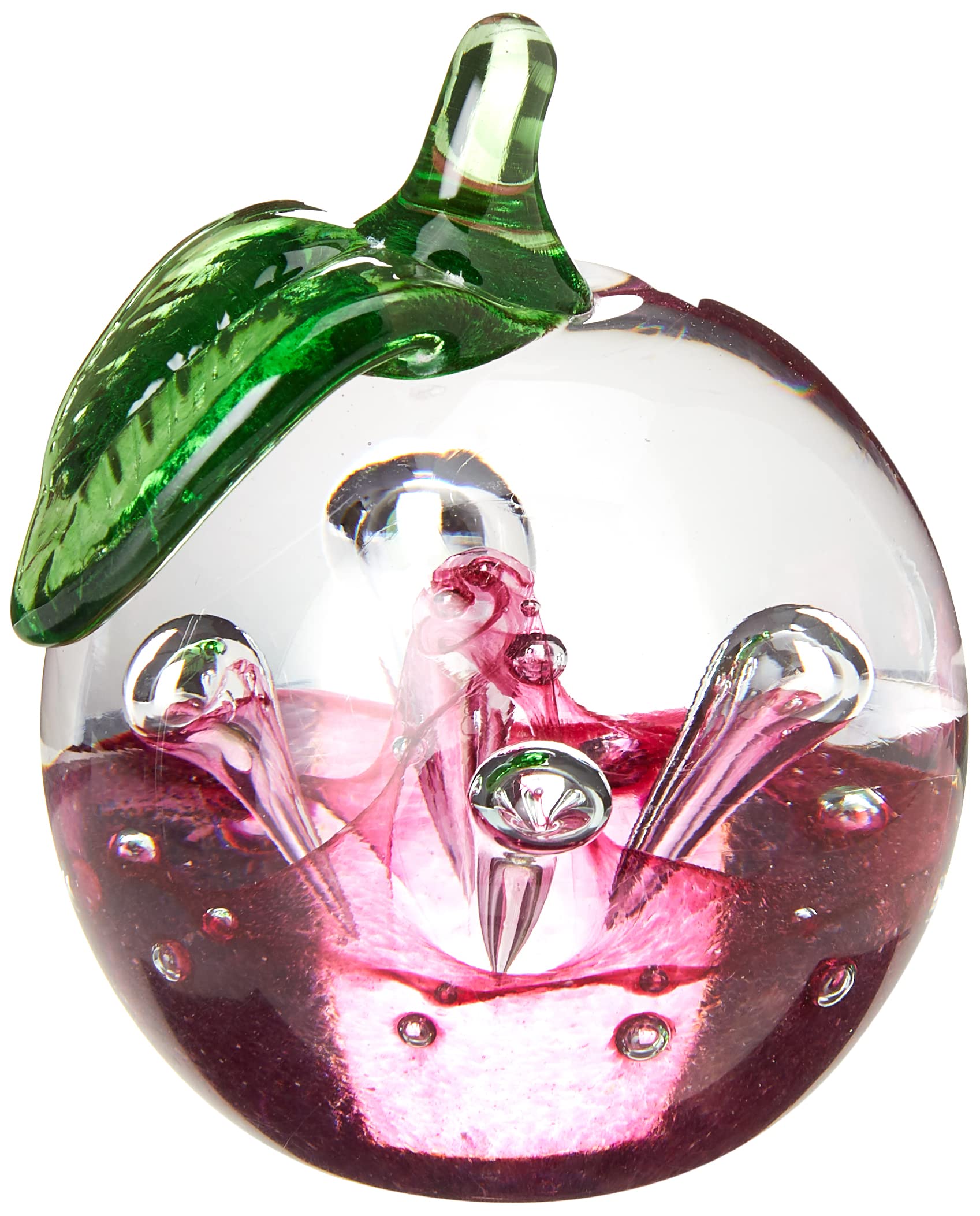 Caithness Glass U8945 Piece Crystal Windfall Ruby Nature Paperweight, Clear, Green/ Red