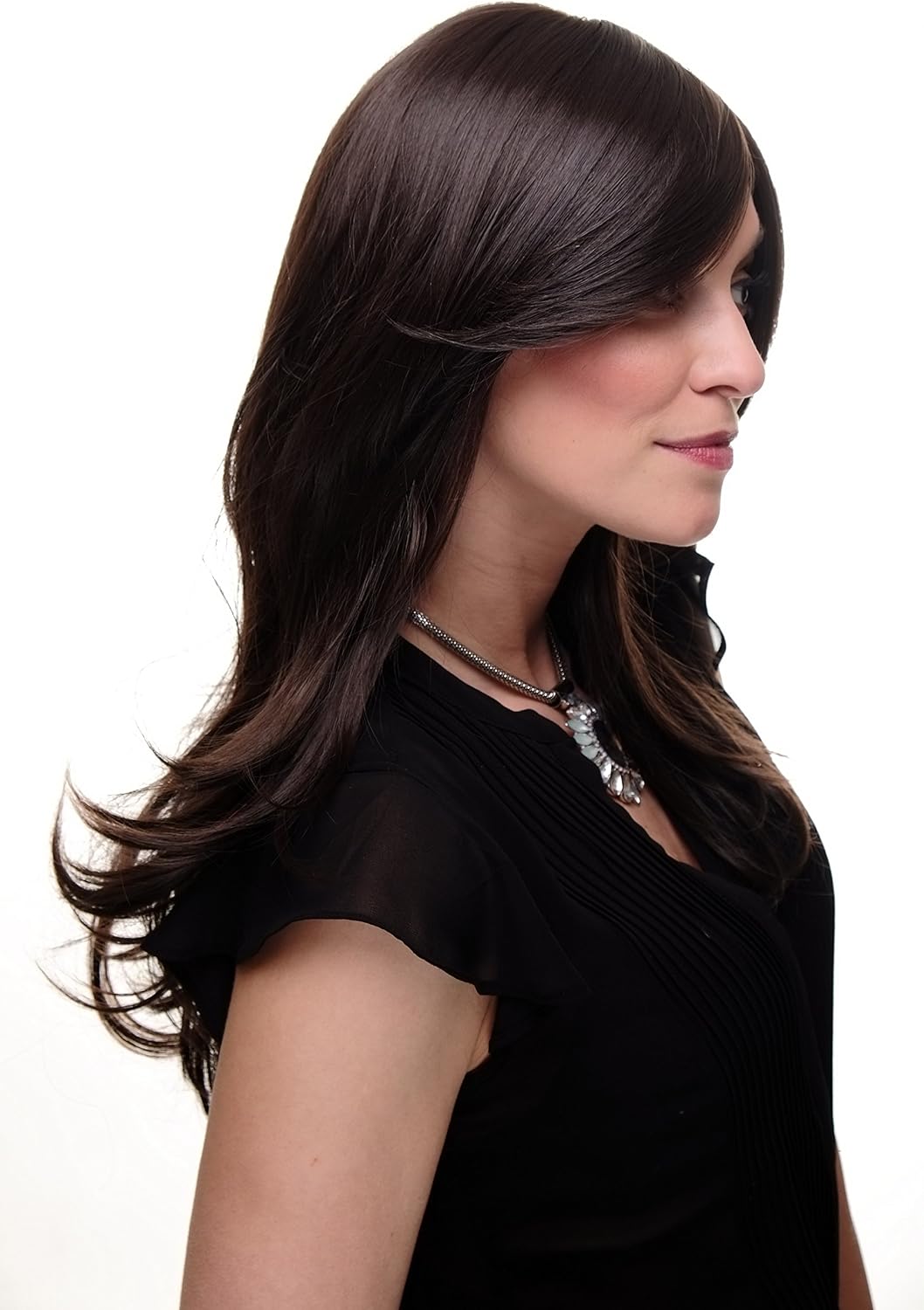 WIG ME UP GFW1859-6 Lady Quality Wig natural beautiful dark medium brown parting fringe long straight 24inch - Image 4