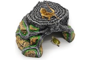 GOZILLA Reptile Cave for Terrarium,Reptile Humid Hide Basking Platform,Resin Root Decor for Frog,Bearded Dragon and Leopard Gecko.(Black-L)