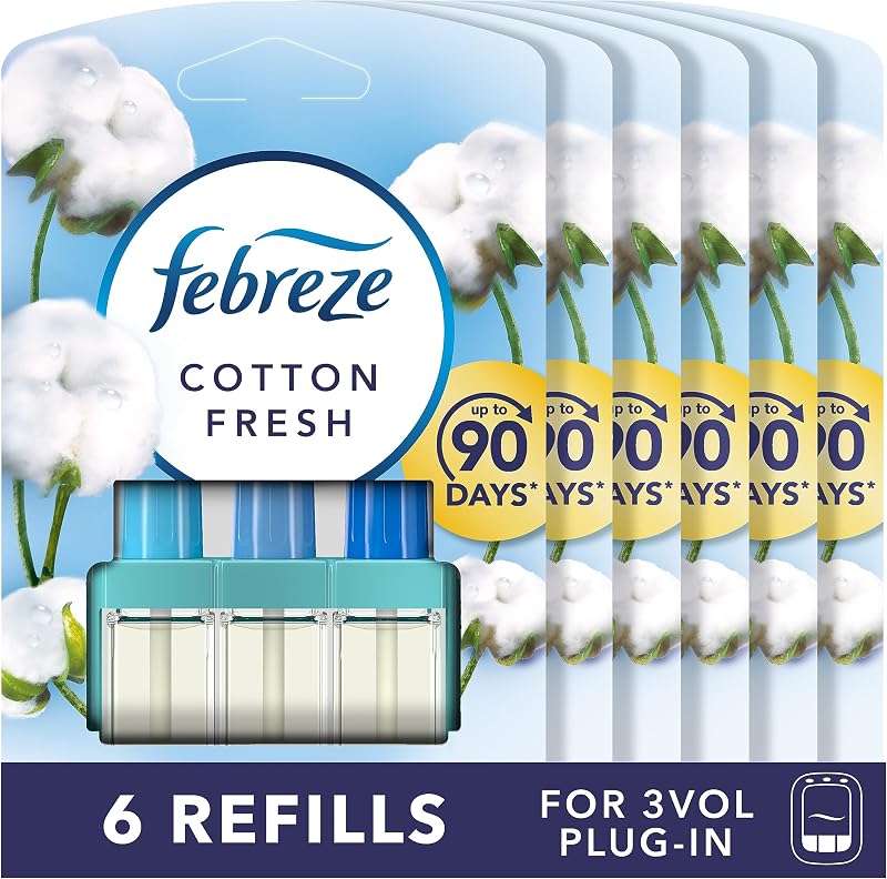 Febreze 3Volution Air Freshener Cotton Refills 6 x 20 ml 3 Scent Diffuser