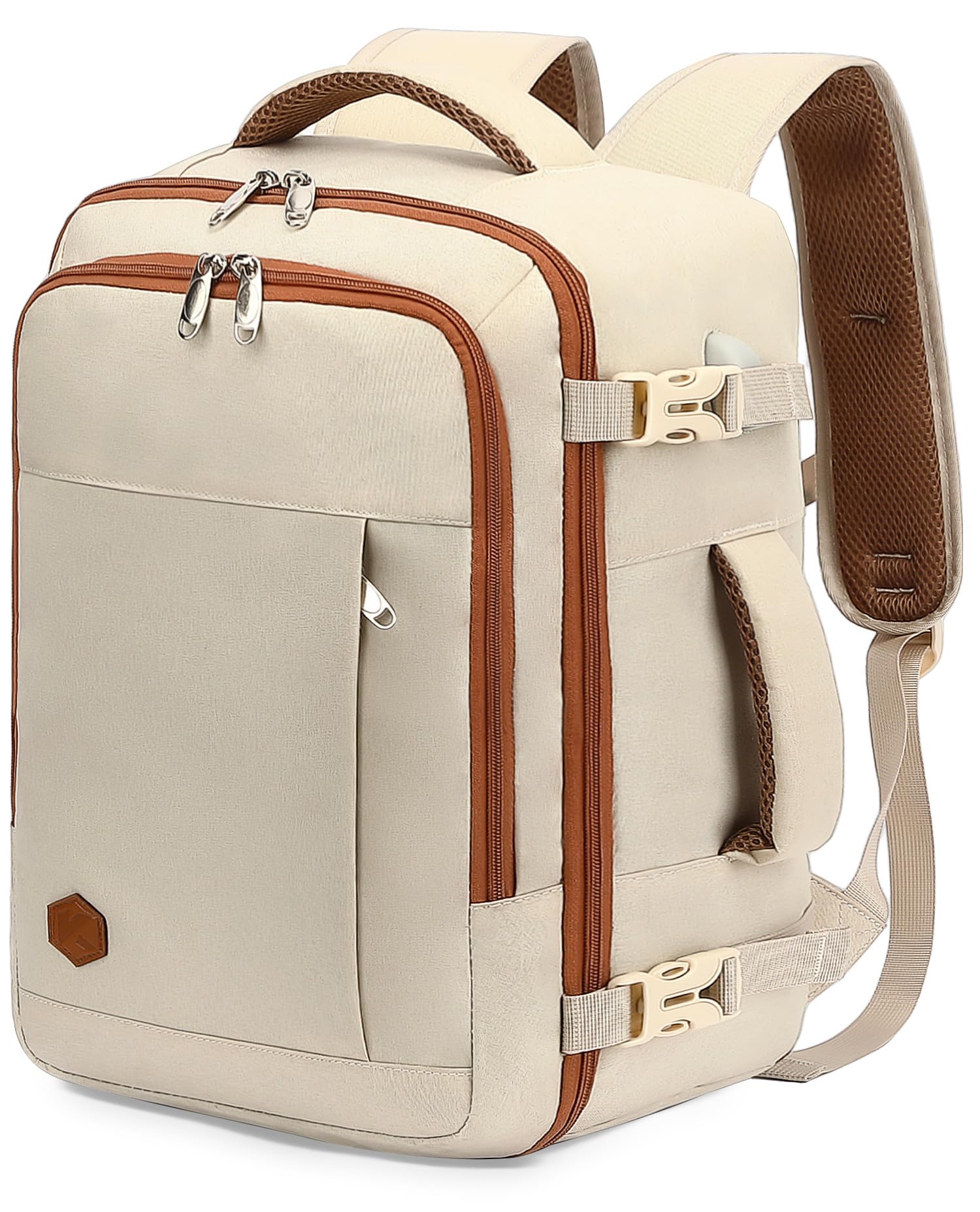 VANKEV für Easyjet Handgepäck 45x36x20 Laptop Rucksack Reiserucksack Handgepäck Tasche Rucksack 15.6 Zoll Laptop Backpack für Herren Damen Beige