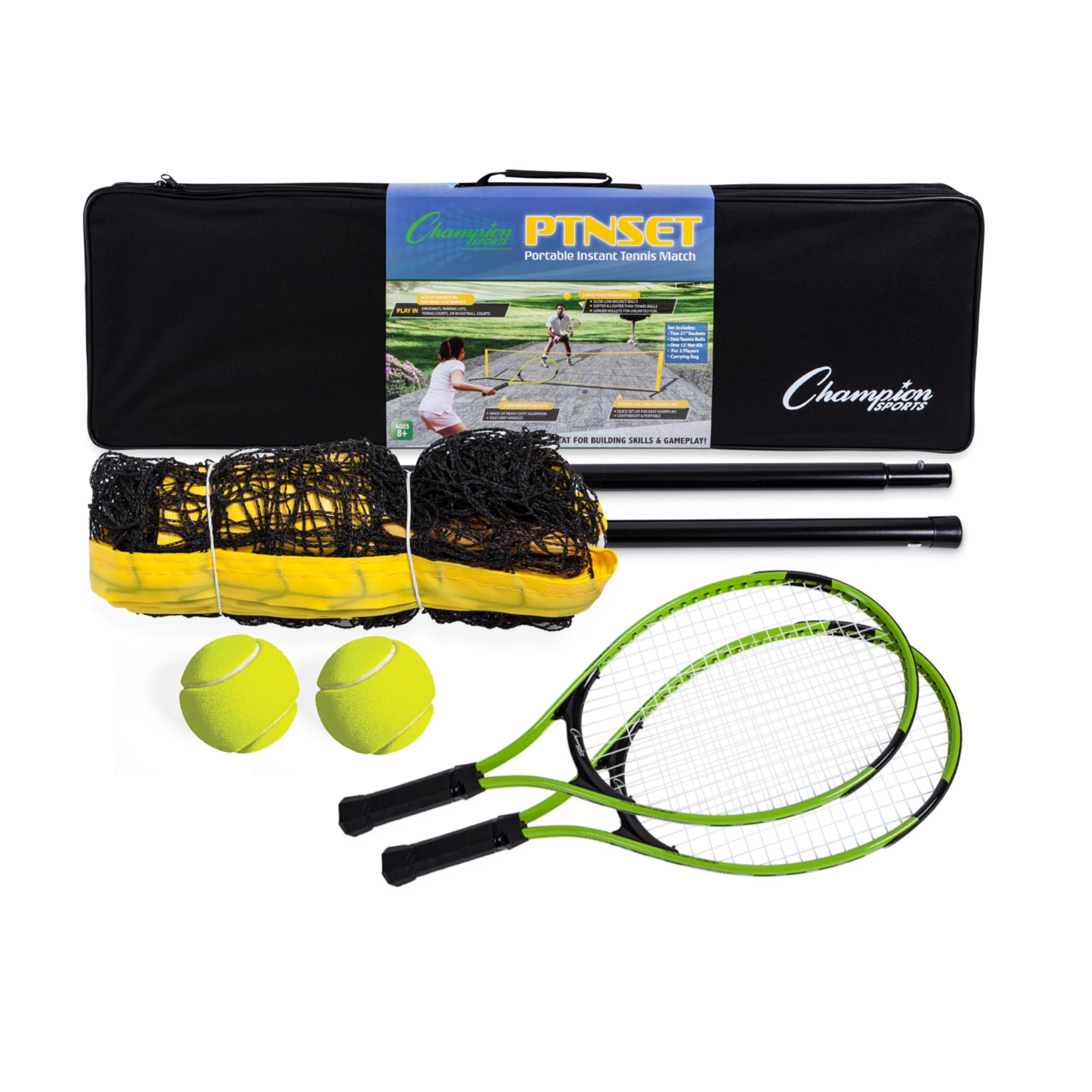 Champ Racket Set Champion Sports Portable Tennis Game: Racket, Ball and Net Set for 2 ...
