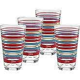 Culver Officially Licensed Fiesta Stripes 16-Ounce Tapered Cooler Glass (Set of 4) (Vibrant Collection)
