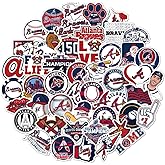 【50PCS Atlanta Baseball Team Stickers Pack】 USA Sport Meme Vinyl Waterproof Stickers Water Bottle Flask Skateboard Helmet Laptop Bicycle Toys Cards Decoration Gifts for Kids Teens Adults Decal