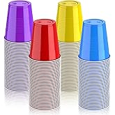 Lilymicky 200 Pack 12 oz Disposable Plastic Cups, Assorted Color Plastic Party Cups for Parties, Events, Game and BBQ
