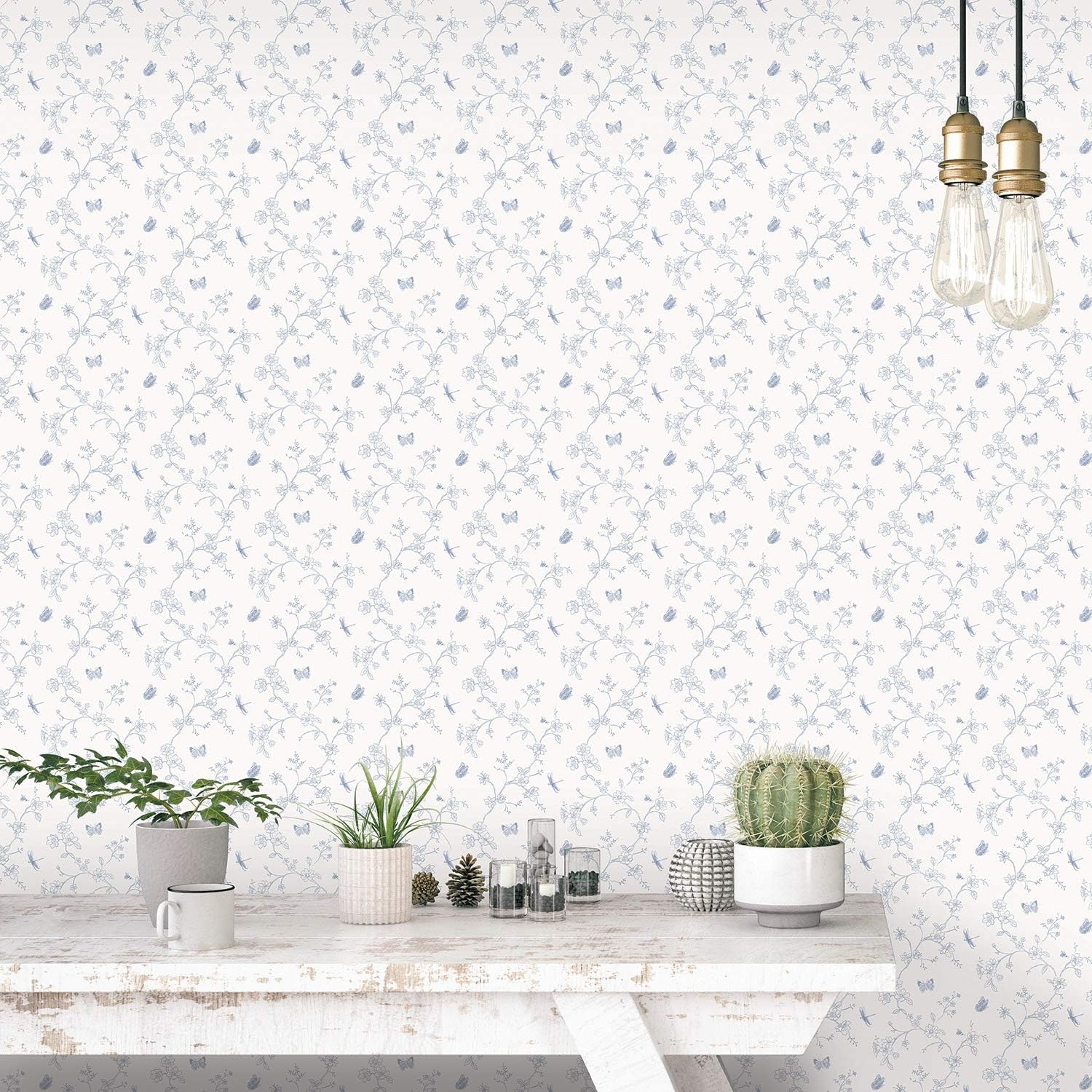 Galerie G67851 Miniatures 2 Botanical Trail Design Wallpaper, Blue/White, 10m x 53cm - Image 3