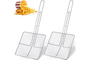 Mumufy 2 Pcs Square Fine Mesh Skimmer Spider Strainer Oil Skimmer for Deep Fryer Frying Scoop Stainless Steel Spider Strainer