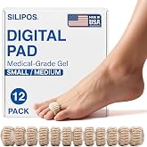Silipos Digital Pad Gel Toe Sleeve for Corns &amp; Calluses 12 Pack - Reusable (Small/Medium)