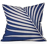 Society6 Modern Tropical Vintage Indigo Palm Throw Pillow, 18"x18", Blue