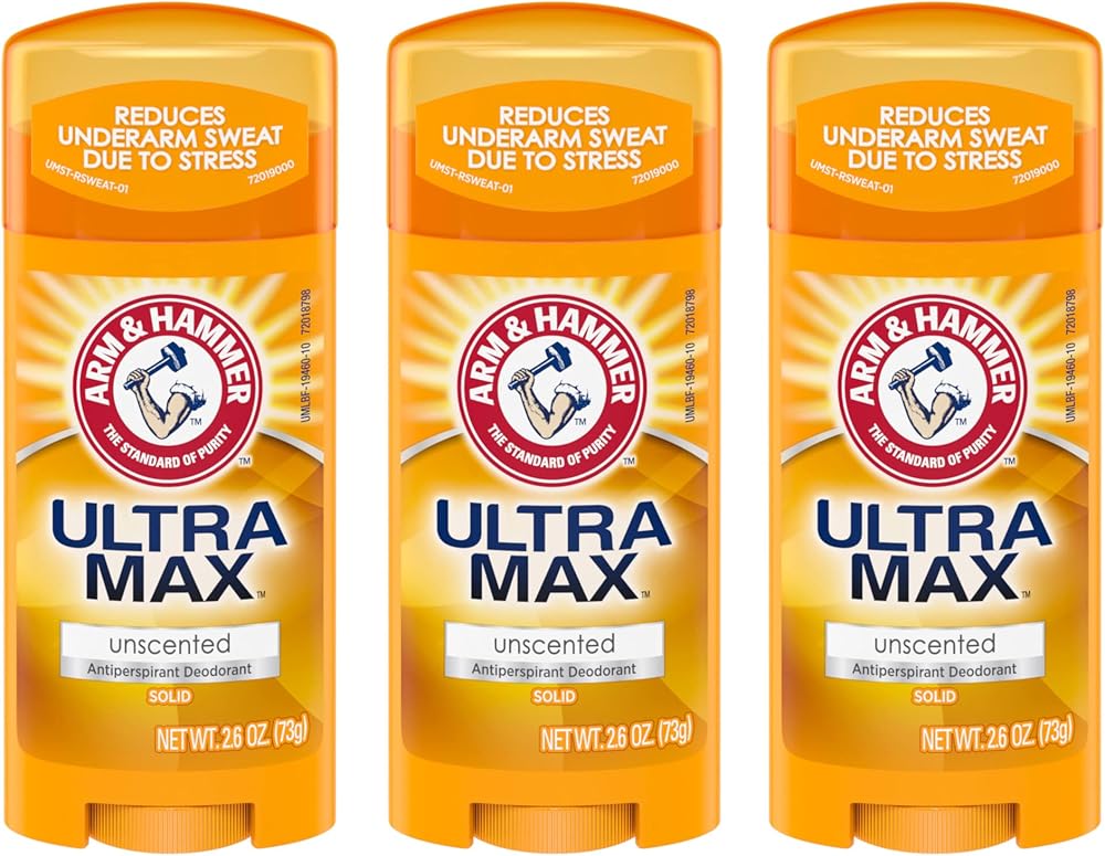 Arm & Hammer Ultramax Unscented Anti-Perspirant Deodorant Solid 2.6 oz Pack of 3