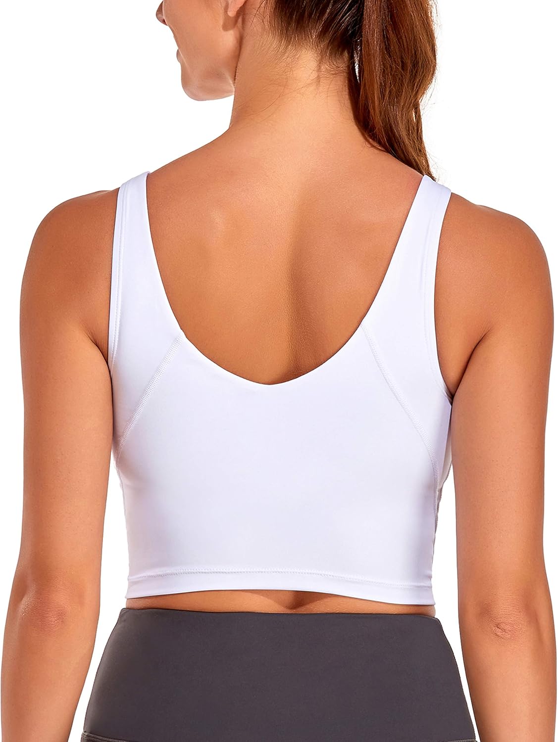 Oalka Sports Bra Womens Longline Padded Crop Tank Yoga Bras Workout Fitness Top at  Women’s Clothing store