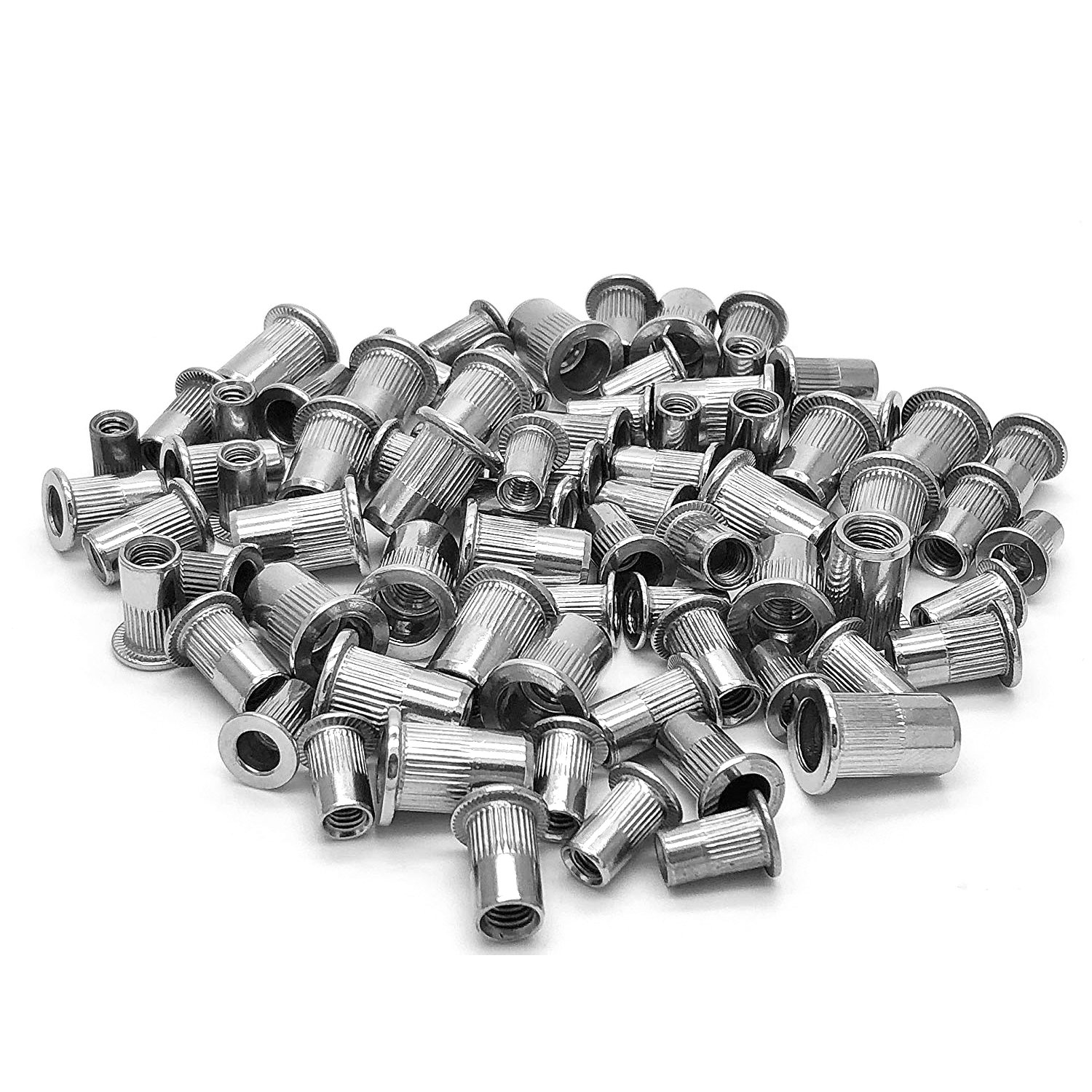 VEDA Total 100pcs M4x25, M5x25, M6x25, M8x25 Stainless Steel Threaded Rivet Nut Inserts Rivnut Nutsert