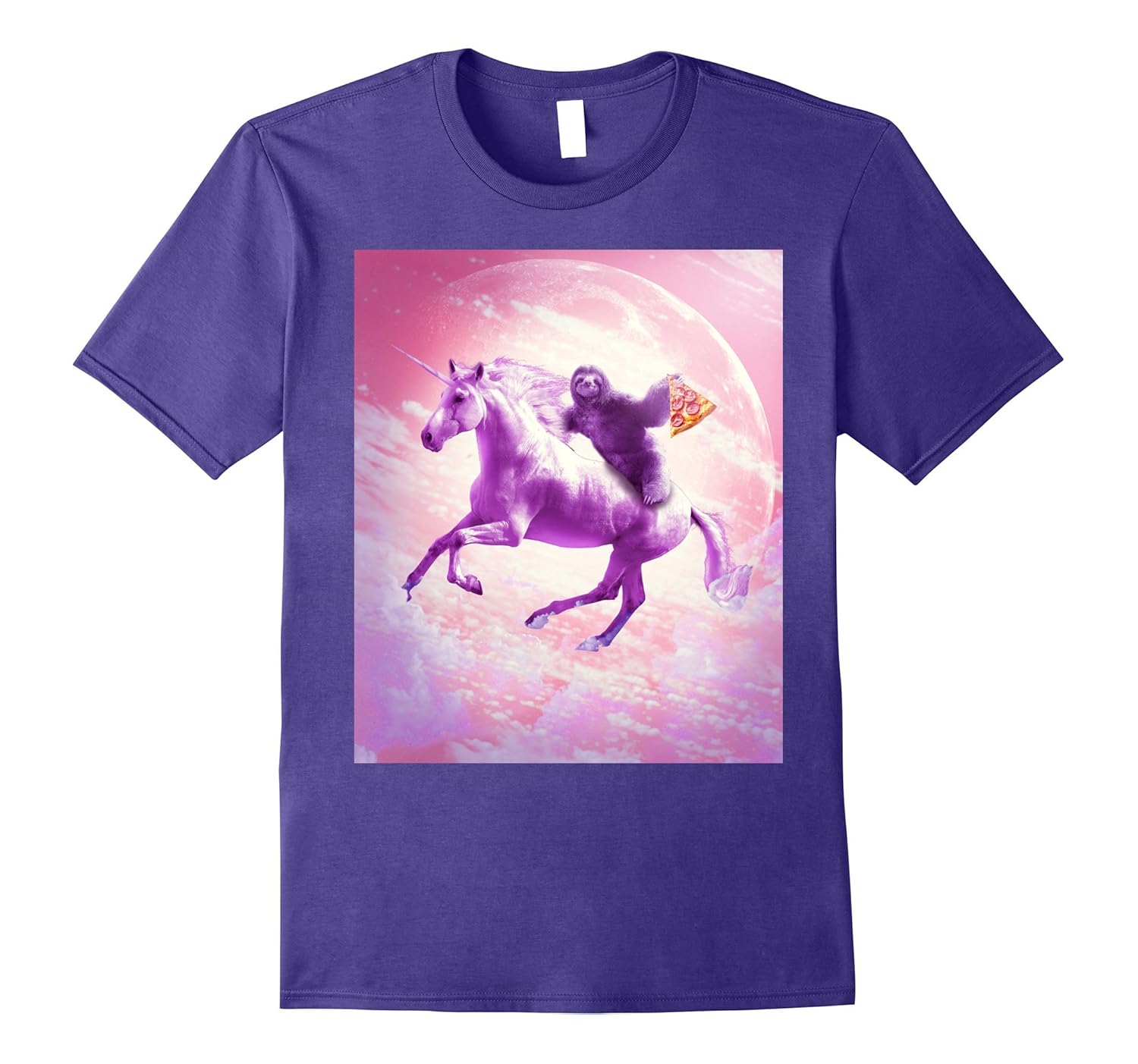 Space Sloth Riding On Flying Unicorn With Pizza T-Shirt-ANZ