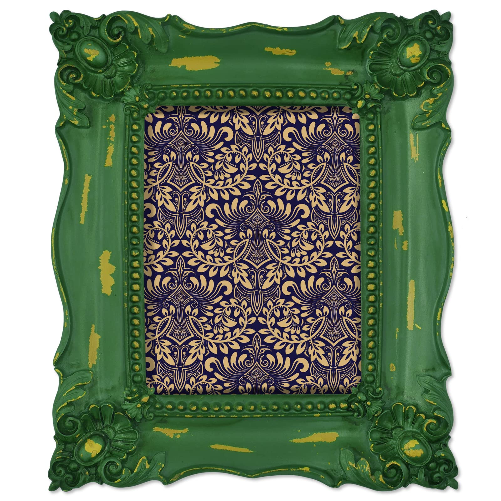 Simon's Shop 15x20 cm Picture Frames Baroque Picture Frame 6x8 inch Shabby Chic Photo Frames in Moss Green