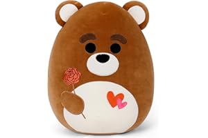 OurHonor Valentines Day Plush, Soft Bear Stuffed Animals with Red Heart and Rose, Cute Stuffy Doll Pillow Toys Bear Valentines Gifts for Her Girlfriend Lover Mom Kids