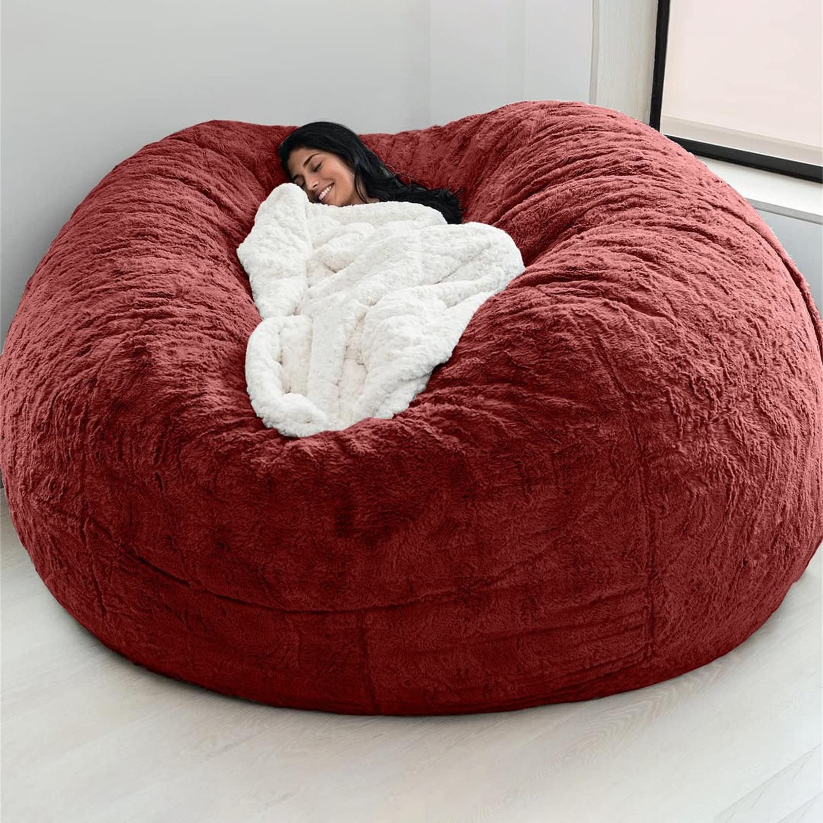 Photo 1 of Big Huge Giant Bean Bag Chair for Adults, (No Filler) Bean Bag Chairs in Multiple Sizes and Colors Giant Foam-Filled Furniture - Machine Washable Covers, Double Stitched Seams (Burgundy,5FT)