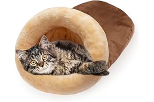 FLYSTAR Cat Bed Cave - Soft Covered Cat Bed for Indoor, Faux Suede Self Warming Cat Hideaway House Hole, Sleeping Cushion Bed for Small, Medium, Large Cats (Clearance Washable)