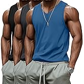 Ficerd 3 Pack Men's Big and Tall Workout Tank Tops, V Neck Sleeveless Gym Muscle T-Shirts Athletic Tee Summer Vest Top