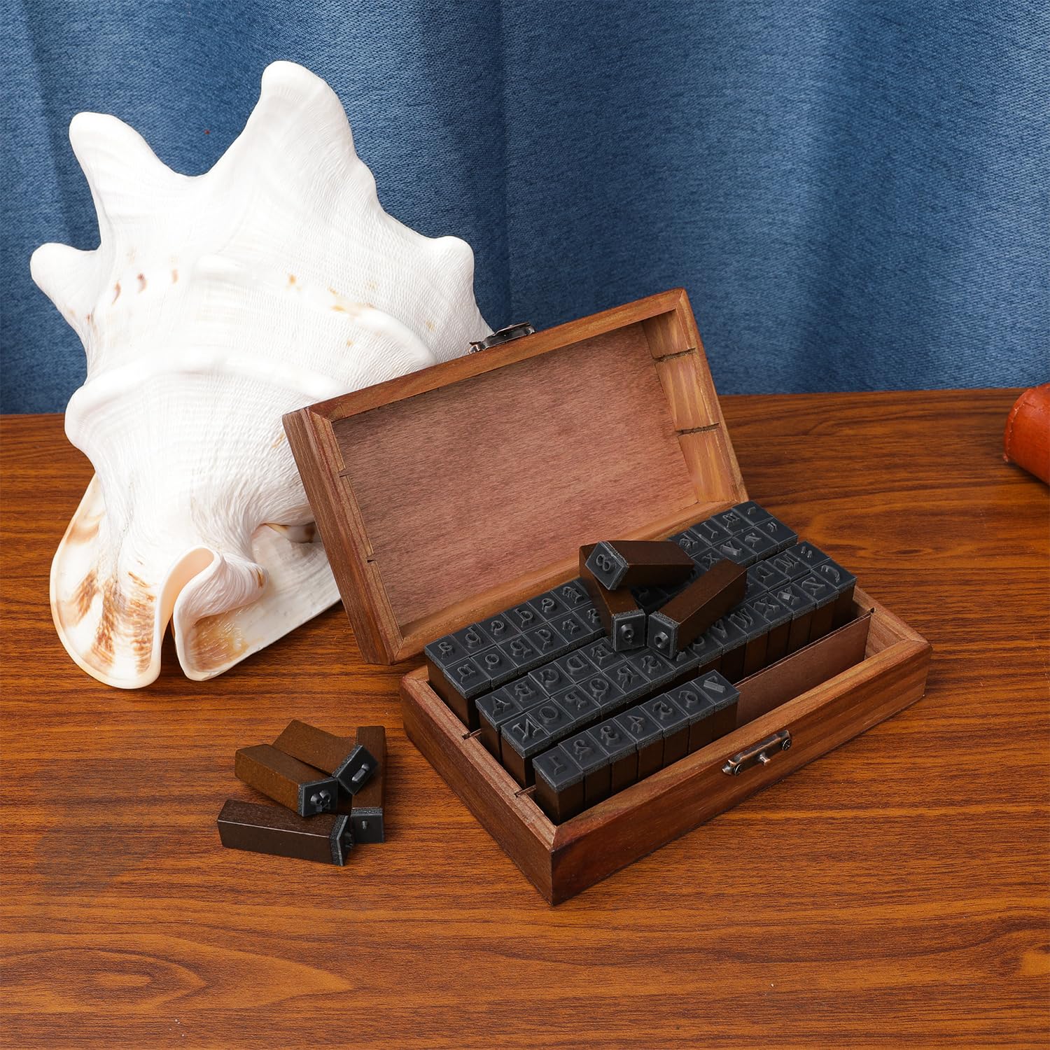 KMIKE Alphabet Stamps Set 70pcs Letter Number Symbol Vintage DIY Craft Card Making Wood Rubber Stamp