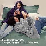 Bedsure Wearable Blanket Hoodie Women Fluffy Fleece Gray XL view 5