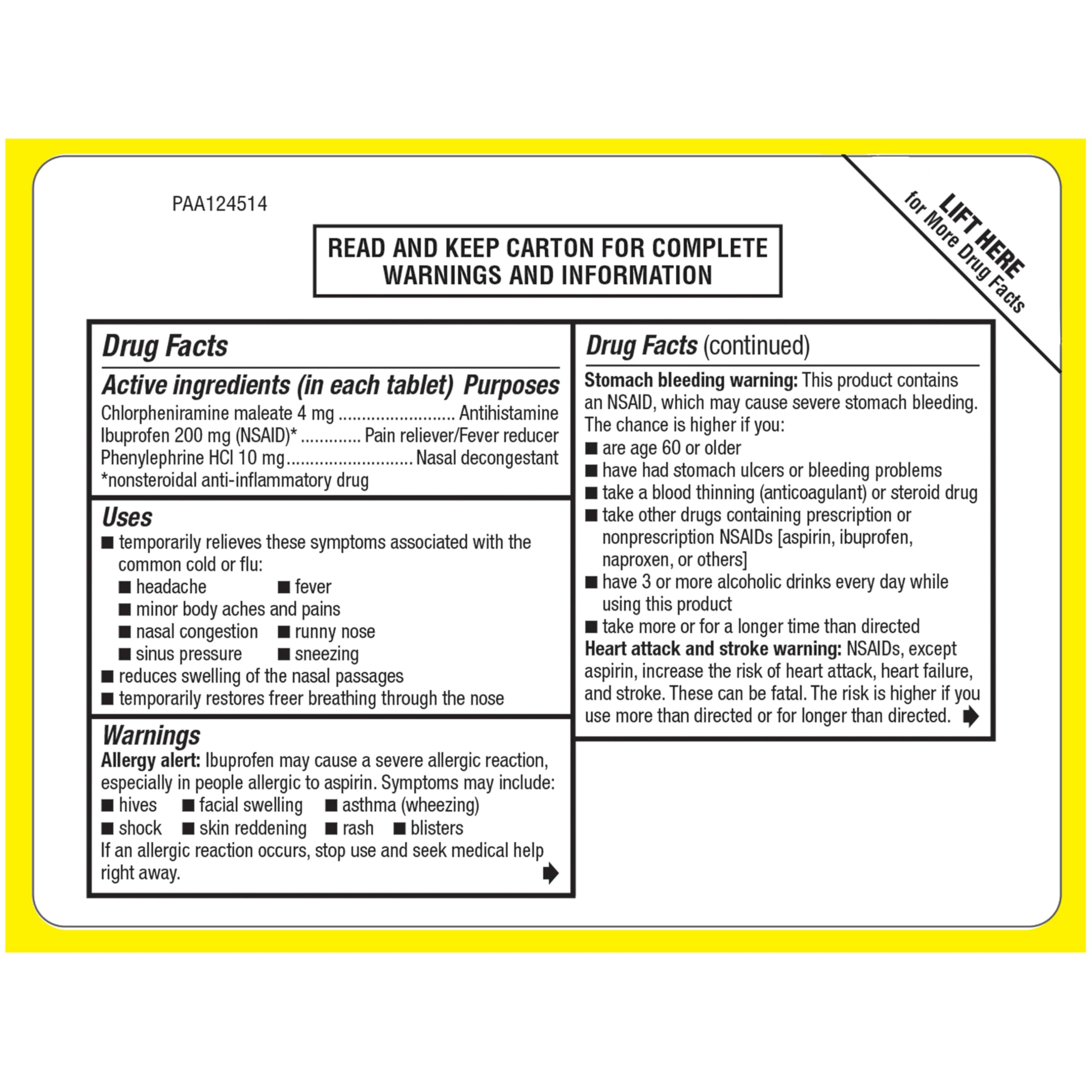 Advil Multi Symptom Cold and Flu Medicine, Cold Medicine for Adults with Ibuprofen, Phenylephrine HCL and Chlorpheniramine Maleate - 20 Coated Tablets