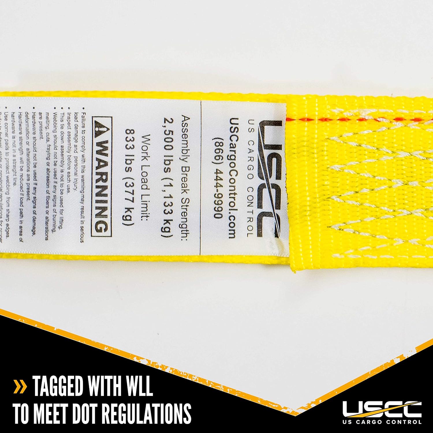 US Cargo Control E Track Cam Buckle Strap - 2 Inch X 12 Foot Yellow E Track Strap - Spring E Fittings - Easily Secure Cargo in an Enclosed Van Trailer - 833 Pound Working Load Limit - 10 Pack - Ratchet Tie Downs - 
