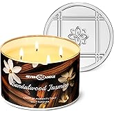 4EVER Scented Candles | 4-Wick 18oz Soy Wax Candle | Up to 50Hrs Clean Burn | Aromatherapy Candles for Home Scented | Gifts for Women & Mom, Sandalwood Jasmine