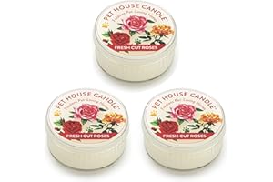 One Fur All Pet House Mini Candle - Fresh Cut Roses 3 Pack - Pet Odor Eliminator Mini Candle - Natural Wax Candle - Mini Candle Set - Pet-Friendly Non-Toxic Scented Candle