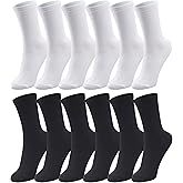 Duufin 12 Pairs Women's Crew Socks Mid Calf Lightweight Casual Gym Workout Plain Socks for Women