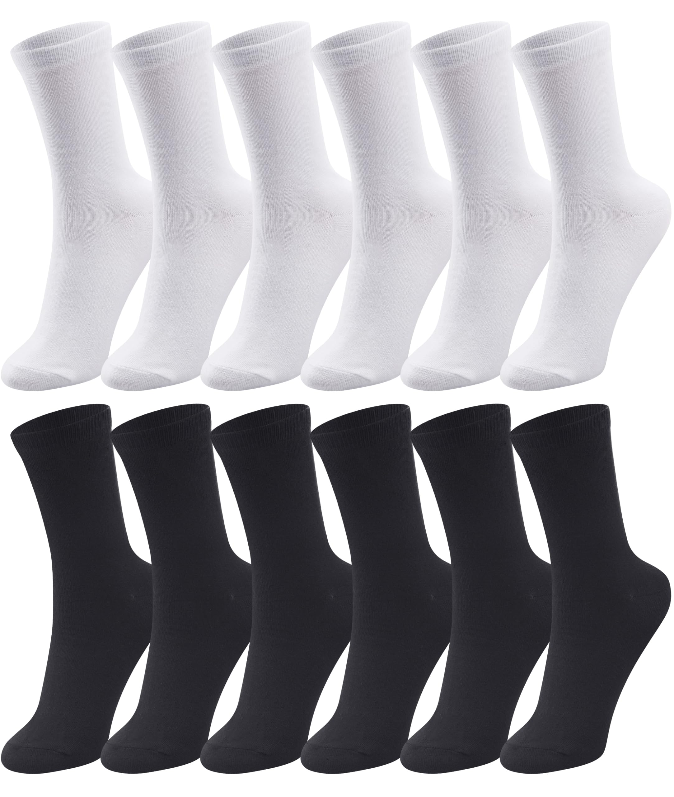 View 1 of *missing pairs*Duufin Pairs Mens Crew Socks Mid Calf Casual Workout Gym Socks Size 10-13 Plain Crew Athletic Sock for Men, Black, White