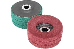 NuoDunco 6Pcs 5"x7/8" 180/320Grit Nylon Fiber Flap Disc Polishing Wheel for Angle Grinder Scuffing, Scouring, Sanding Rust Paint Prep Scratch, Surface Adhesion Preparation, Automotive Autobody