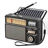 PRUNUS J-139 Retro/Vintage Radio with Bluetooth Speaker, Retro Bluetooth Speaker, FM/AM/SW, TF Card/USB Playback, USB-C/Solar Battery Operated Radio, Lanyard, Transistor Radios, Small Radios