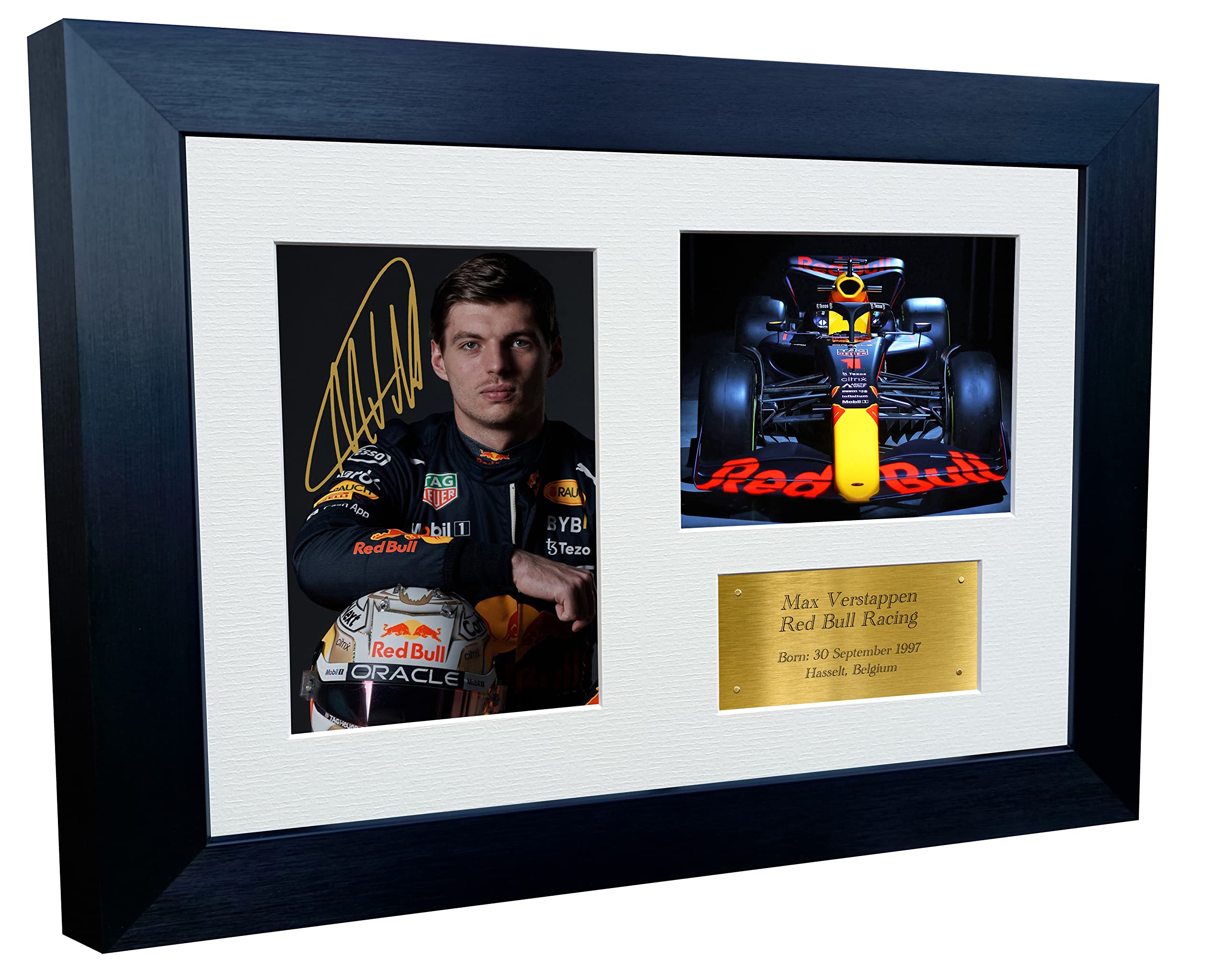 Kitbags & Lockers 12x8 A4 Max Verstappen Red Bull Autographed Signed Photo Photograph Picture Frame F1 Formula One Poster Gift Gold