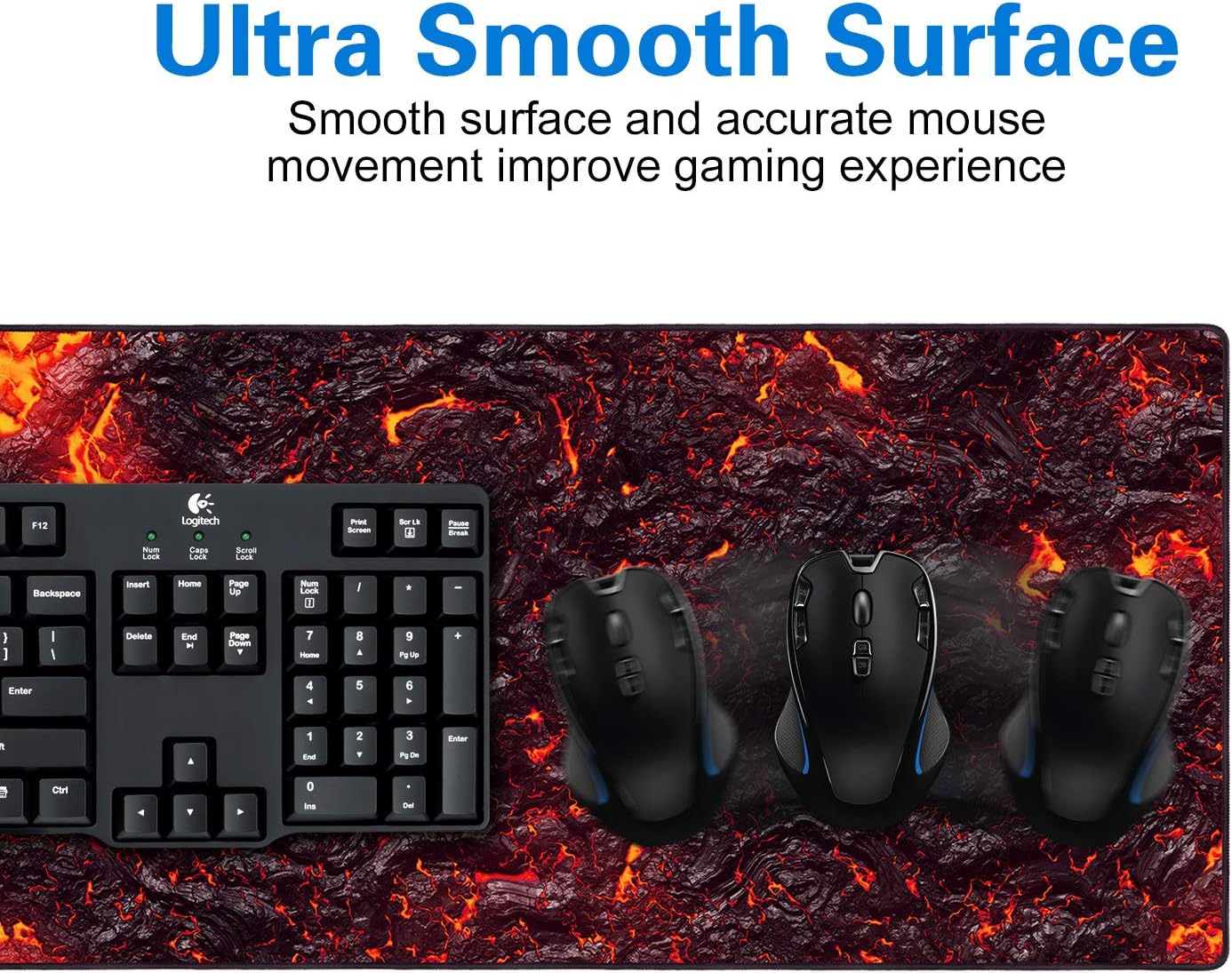 Anpollo Keyboard Mouse Pad 900x400mm Extended XL Large Professional Gaming Mouse Mat with 3mm-Thick Rubber Base, Lava - Image 5