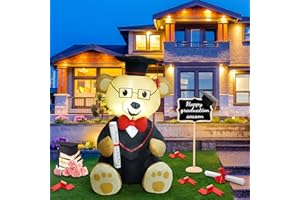 SHDEJTG InfleasJoiy 4ft Graduation Doctor Bear Inflatable Decoration, Holiday Yard Decoration with LED Lights, Outdoor Inflatable Decoration for Yard, Garden, Patio