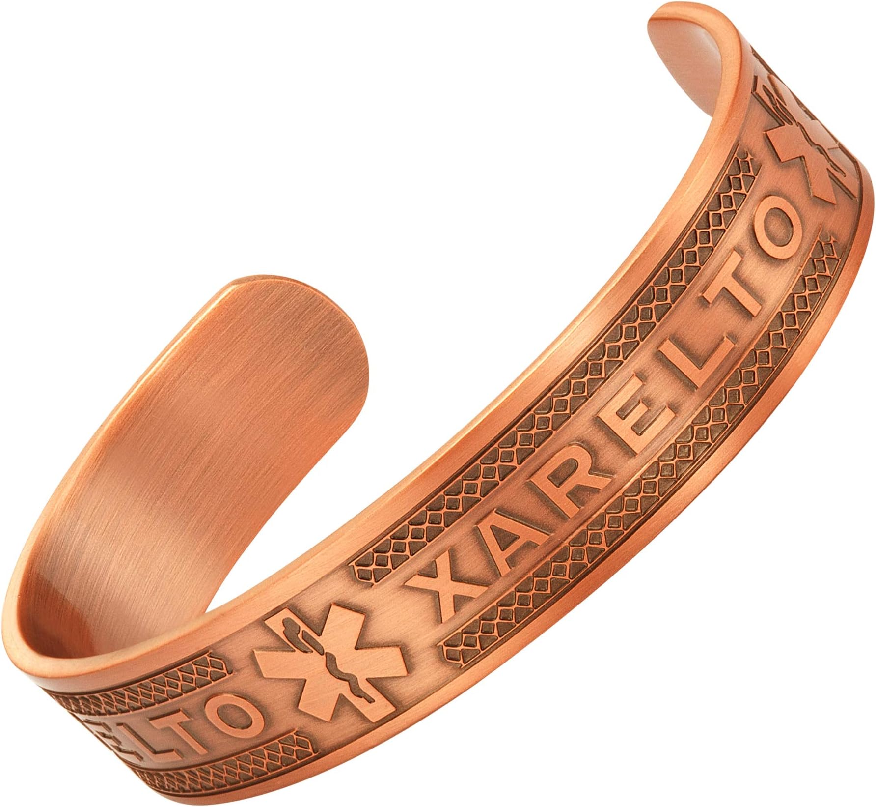 Agneti Xarelto Pure Copper Medical Alert ID Bangle Bracelet for Men and Women with Free Medical Card