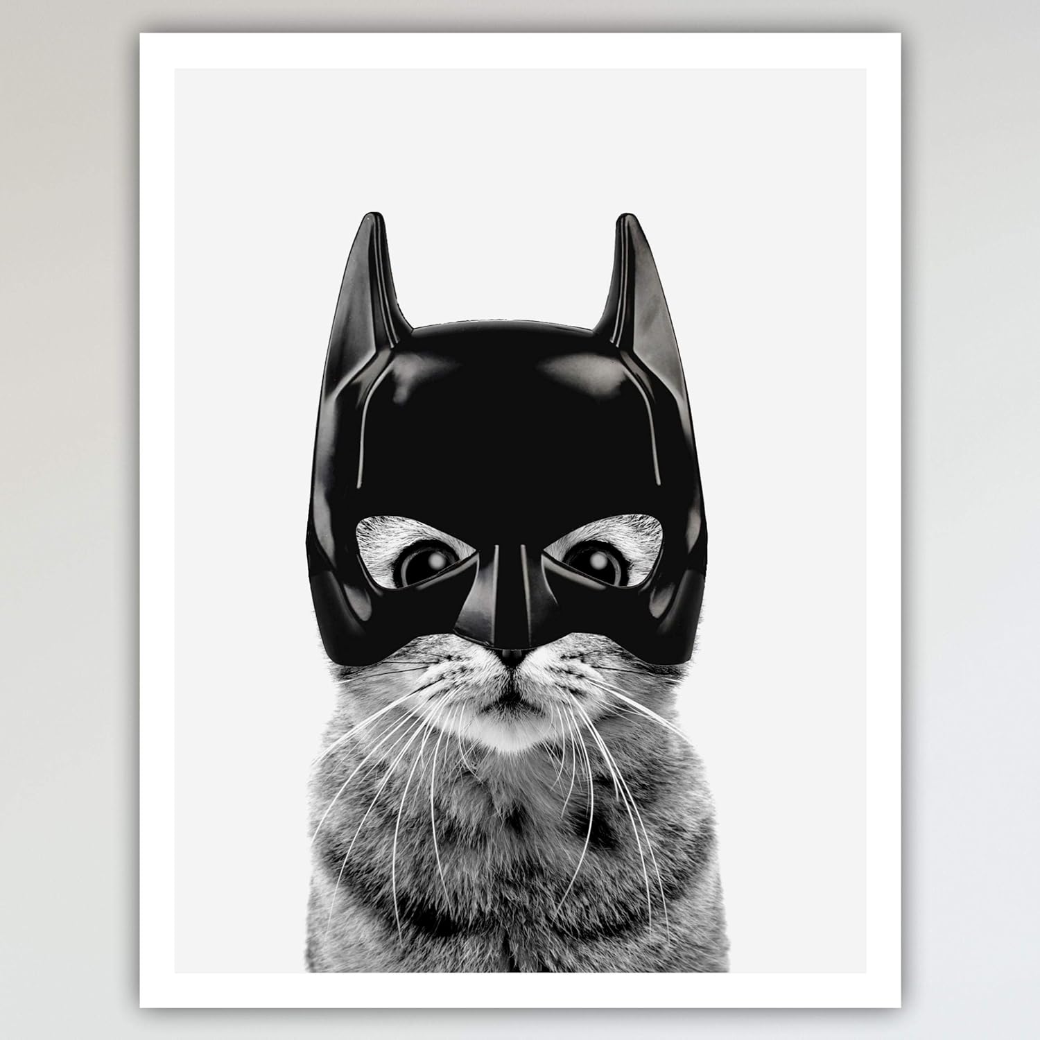 Bat Cat Super Hero Bedroom Decor, Fun and Cute Kids Bedroom Neutral Wall Decor, Children's Room & Nursery Prints, Art Print Poster Wall Decor 11x14 inches, Unframed