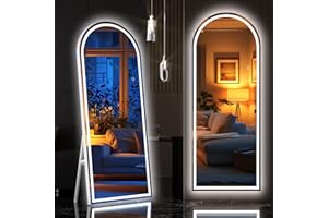 Hasipu 69" X 24" Full Length Mirror with Lights, White Frame Arch Led Mirror Full Length and 3 Colors Temperatures & Brightness Adjustable,Light Up Mirror Full Body for Bedroom Cloakroom Living Room