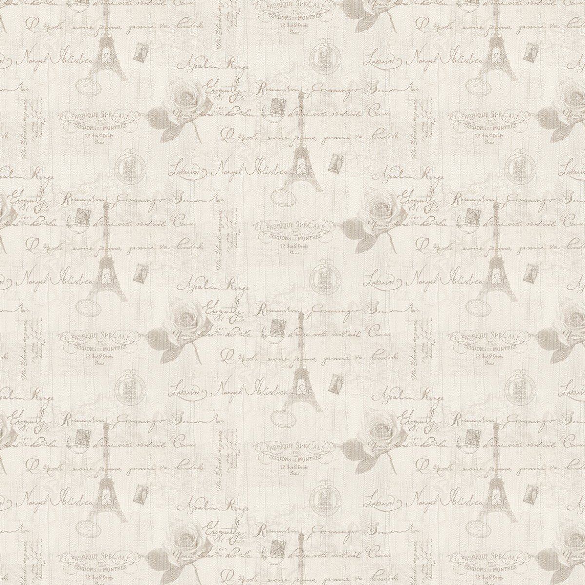 MyTinyWorld Pack of 5 Dolls House Light Grey Vintage French Themed Wallpaper Sheets