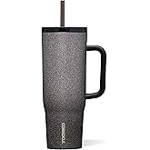 Corkcicle Cruiser - Insulated Tumbler with Handle - Keeps Drinks Cold 20 Hours - Spill-Proof Dual Lid - Triple-Insulated - Summer Drinkware Gift - Keeps Drinks Ice Cold - 40 oz - Steel Shadow
