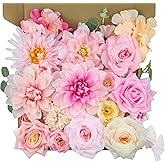 yuagolle Artificial Flowers for Home Decorations: Pink Silk Fake Flowers Bulk Boxed Set, Peony Roses Bouquets with Stems for Table Centerpiece, DIY Wedding, Bridal Shower, Graduation Cap & Tea Party