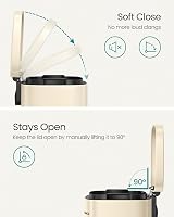 SONGMICS 50 L Kitchen Bin Pedal Soft Close Steel Inner Bucket Sand Beige view 5