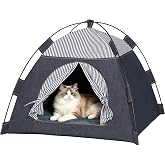 Gigreinc Cat Tent for Indoor Breathable Denim Dog House Portable Foldable | Sturdy Denim,Size:22.8"&times;22.8"&times;18.5"Breathable Mesh, Roomy for Cats/Small Dogs up to 18 lbs,Removable Washable Cover